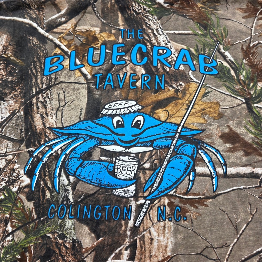 Blue Crab Tavern Colington NC‎ Camo Graphic T-Shirt Mens XL Beer Realtree